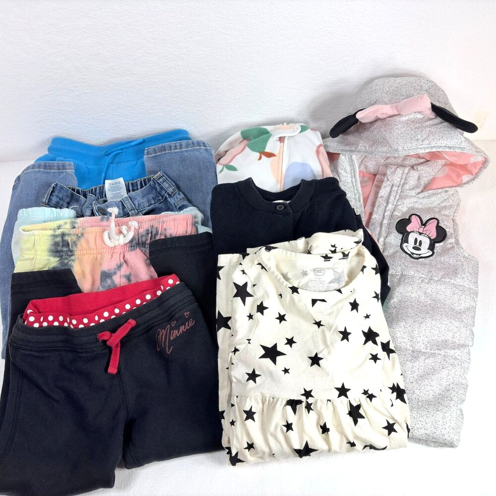 Girls 5T Winter Clothes Bundle Lot 8 Pieces Minnie Pants Dress Pajamas